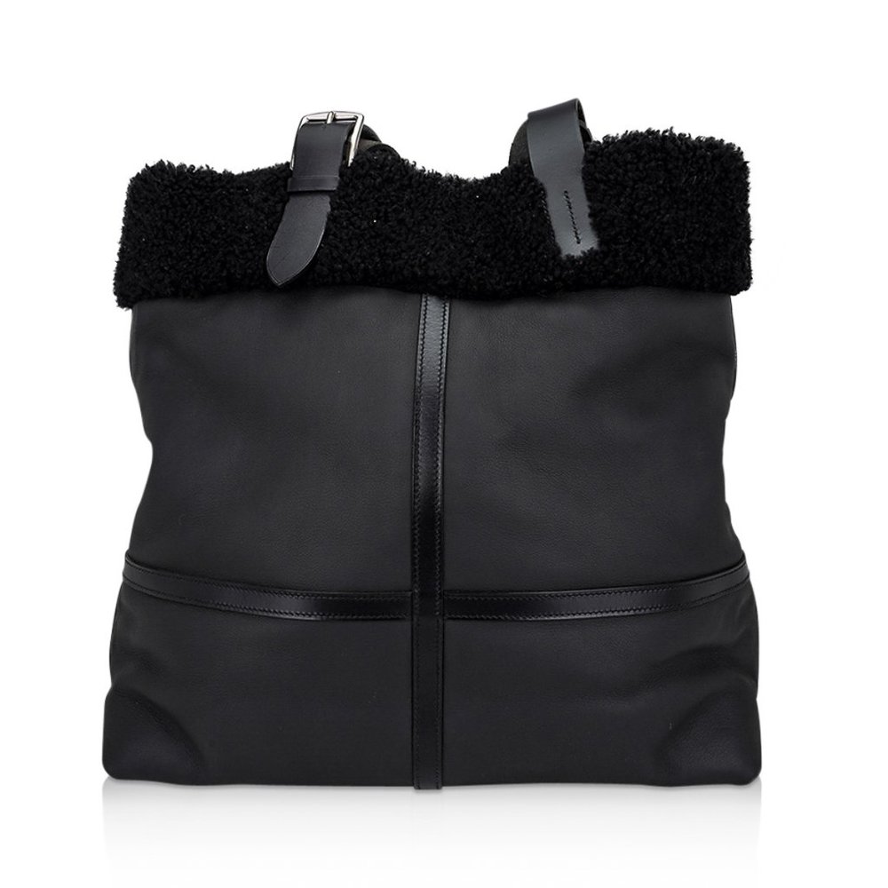 Hermes Aviateur Etriviere Shopping Tote Shearling Interior Men's Bag
